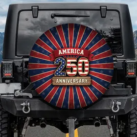 Wooden 250 American Flag Numbers America Anniversary Banner - Celebration Gift Spare Tire Cover