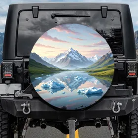 Glacial Lake Ice Chunks Snow Mountains Alpine Meadow - Outdoor Lover Gift Spare Tire Cover