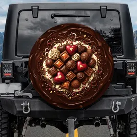 Heart Chocolates Gourmet Assortment - Valentine's Day Gift for Chocolate Lover Spare Tire Cover