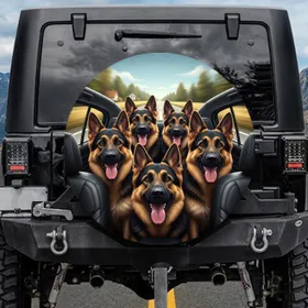 German Shepherds Highway Road Trip Adventure Dog Lover Gift Spare Tire Cover