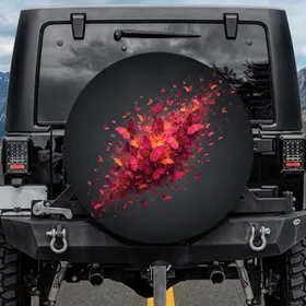 Fuchsia Magenta Orange-Red Butterfly Swarm Realistic Flying - Nature Lover Car Decor Gift Spare Tire Cover