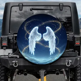 Luminous Angelic Wings Celestial Sky Fantasy - Home Decor Gift Spare Tire Cover