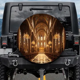 Majestic European Cathedral Interior Altar Nave - Architecture Lover Gift Spare Tire Cover