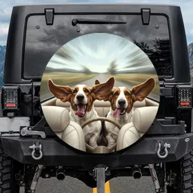 Basset Hounds Motion Journey - Road Trip Gift for Dog Lovers Spare Tire Cover