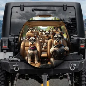 Schnauzer Dogs Vehicle Cabin - Dog Lover Everyday Auto Accessory Spare Tire Cover
