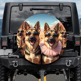 German Shepherds Sunglasses Desert - Adventure Dog Lover Gift Spare Tire Cover