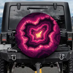 Polished Fuchsia Magenta Royal Purple Agate Cross Section Geode - Geology Lover Gift Spare Tire Cover