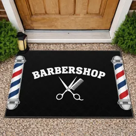 Barbershop Comb Scissors Barber Pole - Home Decor Gift for Barbers Doormat