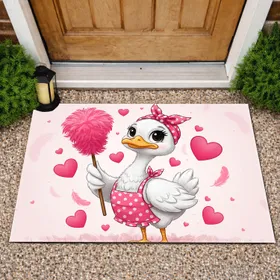 White Bird Pink Bandana Feather Duster - Home Decor Gift for Bird Lover Doormat