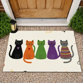 Textured Cats Heart Stripes - Home Decor Gift for Cat Lover Doormat