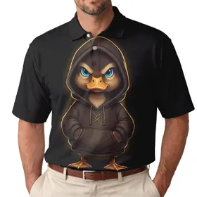 Grumpy Baby Duck Hoodie Blue Eyes Orange Beak Golden Webbed Feet - Wildlife Lover Gift Men's Polo Shirt