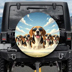 Beagle Dogs Sunglasses Summer Sky - Road Trip Adventure Gift for Dog Lover Spare Tire Cover