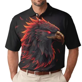 Eagle Head Red Eyes Bronze Beak Red Orange Feathers - Wildlife Lover Gift Men's Polo Shirt