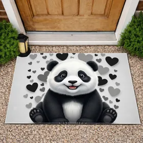 Fluffy Baby Panda Hearts - Panda Lover Home Decor Gift Doormat