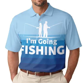 Adult Child Fishing Rod I'm Going FISHING Message - Fishing Lover Gift for Angler Men's Polo Shirt