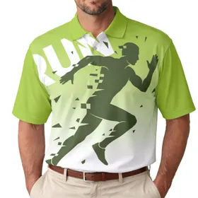 Sprinter Figure RUN Text - Athletic Motivation Gift for Runners Men's Polo Shirt