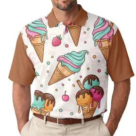 Ice Cream Cones Sprinkles Candies - Summer Party Gift for Dessert Lover Men's Polo Shirt