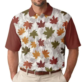Autumn Maple Leaves and Distressed Bark Natural Camouflage - Seasonal Wear Gift Men's Polo Shirt
