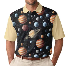 Cosmic Planets Celestial Bodies - Space Lover Gift for Stargazing Enthusiast Men's Polo Shirt