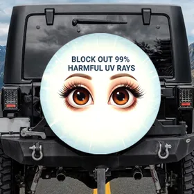 Cartoon Eyes Protective Gaze Energy Rays - Sun Protection Travel Spare Tire Cover