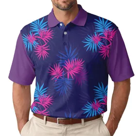Tropical Palm Leaves & Silhouettes Jungle - Summer Vacation Outfit for Travelers & Adventurers Men's Polo Shirt