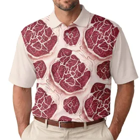 Raw Meat Cut Muscle Fibers Marbling Fat Layers - Grill Master Gift for BBQ Enthusiasts Men's Polo Shirt