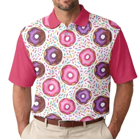 Pink Purple Chocolate Glazed Donuts Sprinkles - Sweet Dessert Enthusiast Lifestyle Gift Men's Polo Shirt
