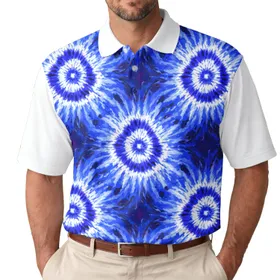 Flowing Colors Tie Dye Swirling Spirals Radiating Streaks - Casual Everyday Lifestyle Gift Men's Polo Shirt