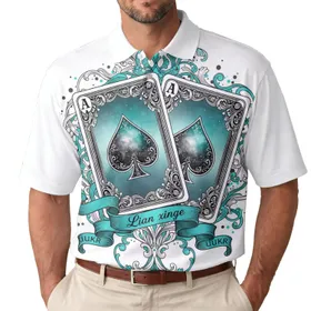 Aces of Spades Playing Cards Filigree - Game Night Gift for Card Player Men's Polo Shirt