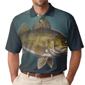 Walleye Fish Underwater - Fishing Lover Gift for Anglers Men's Polo Shirt