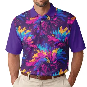 Organic Flowing Color Transitions with Exploding Swirls - Everyday Casual Style Men's Polo Shirt