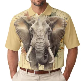 African Elephant Head Large Ears Tusks - Wildlife Lover Gift Men's Polo Shirt