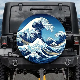 Great Wave Ocean Hokusai Inspired - Travel Essentials for Adventure Lover Spare Tire Cover