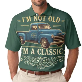 Vintage Blue Pickup Truck I'M A CLASSIC - Automotive Enthusiast Gift Men's Polo Shirt