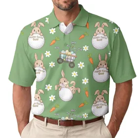 Hoppy Easter Golf Rabbits Golf Balls Golf Clubs - Spring Golfer Gift Men's Polo Shirt
