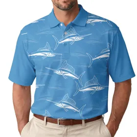 Marlin Swordfish Ocean Predators Jumping Fish - Deep Sea Fishing Lifestyle Gift for Anglers Men's Polo Shirt