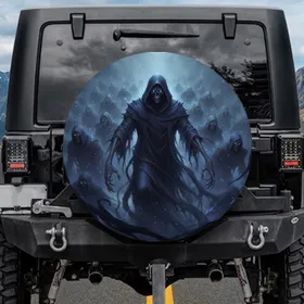 Menacing Cloaked Skeletons Ghostly Bony Hands Skull - Dark Fantasy Home Decor Gift Spare Tire Cover