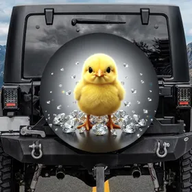 Fluffy Baby Chick Sparkling Diamond - Home Decor Wildlife Gift for Chick Lovers Spare Tire Cover