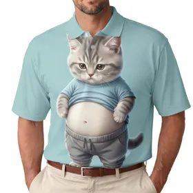 Fluffy British Shorthair Kitten Exposed Belly - Cat Lover Everyday Gift Men's Polo Shirt