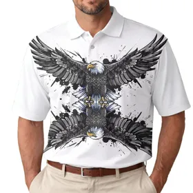 Aggressive Bald Eagle Broad Wings Reflection - Wildlife Appreciation Gift for Eagle Lovers Men's Polo Shirt