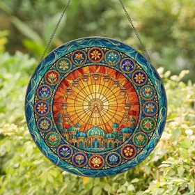 Ferris Wheel Amusement Park Sunset - Home Decor Gift for Amusement Park Lover Stained Glass Suncatcher