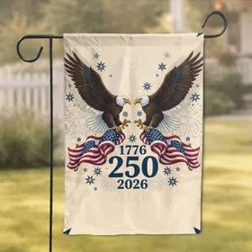 Bald Eagles American Flag 1776-2026 - USA 250th Anniversary Independence Day Gift for Veterans Garden Flag