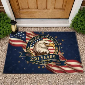 Bald Eagle American Flag 1776-2026 250 Year Anniversary - Patriotic Decor Doormat