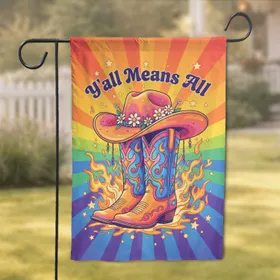 Wildflower Beaded Cowboy Boots Hat Y'all Means All - Boho Lifestyle Gift Garden Flag