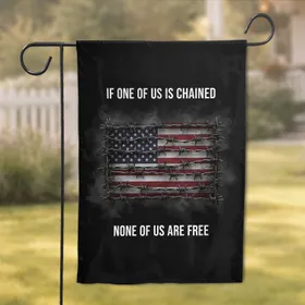 Barbed Wire American Flag Freedom Quote - Patriot Gift For Veterans And Military Families Garden Flag