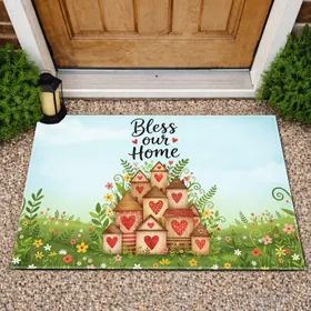 Bless Our Home Houses Wildflower Hills - Home Decor Gift Doormat