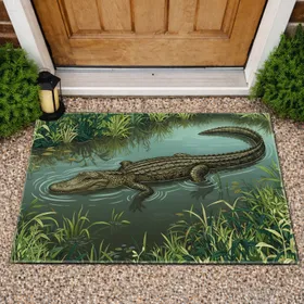 American Alligator Swamp Water Marsh - Wildlife Lover Home Decor Gift Doormat