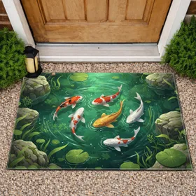 Koi Fish Aquatic Garden Pond - Home Decor Gift for Nature Lover Doormat