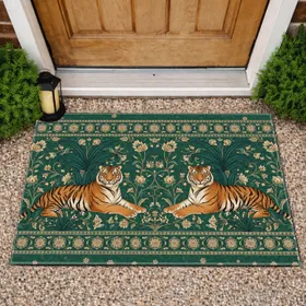 Bengal Tigers Botanical - Home Decor Gift for Wildlife Lover Doormat
