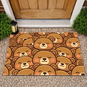 Edge to Edge Smiling Cartoon Bears - Home Decor Gift for Bear Lover Doormat